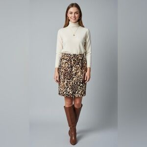 Merona Leopard Print Pencil Skirt Size 14 Brown Animal Print Knee Length NEW